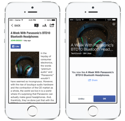 Facebook Bouton Like Mobile